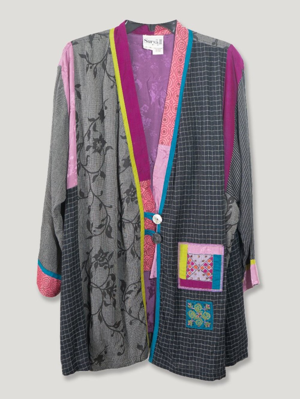 Surya II Patchwork Jacket Vintage Boho Art Teacher 90s Lilith Fair Loose Top